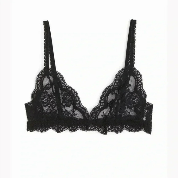 NWT rabanne H&M HM Lace Bralette Bra Black 6 - Picture 1 of 3